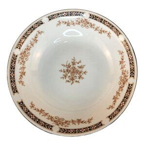 Vintage Victoria Cynasty Fine China Serving Bowl Floral & Black Trim Design 9" D